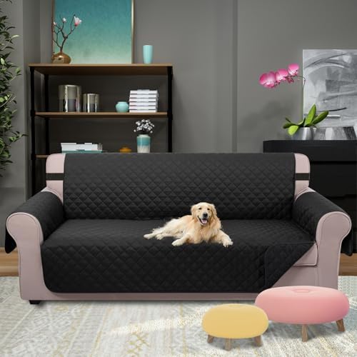 U-NICE HOME Reversible Sofa Cover Couch Cover for Dogs, Black - Image 2