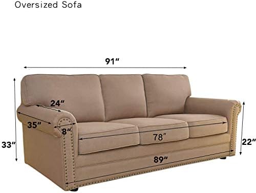 Easy-Going Stretch Oversized Sofa Couch Slipcover Washable Tan - Image 6