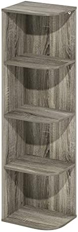 Furinno Pasir 4-Tier Corner Open Shelf Bookcase, French Oak - Image 6