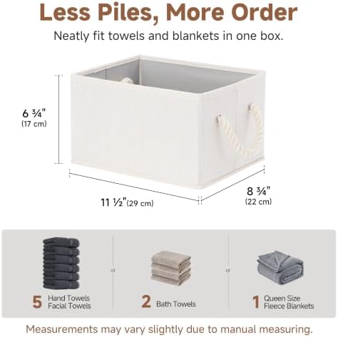 StorageWorks Fabric Storage Bins with Rope Handles, Beige, Small, 3-Pack - Image 3