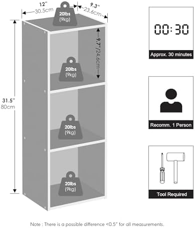 Furinno Reed Closet Organizers and Storage, 3-Tier Closet Organizer, Open Shelf Closet Storage, for Wardrobe, Bedroom, Living Room, White - Image 4
