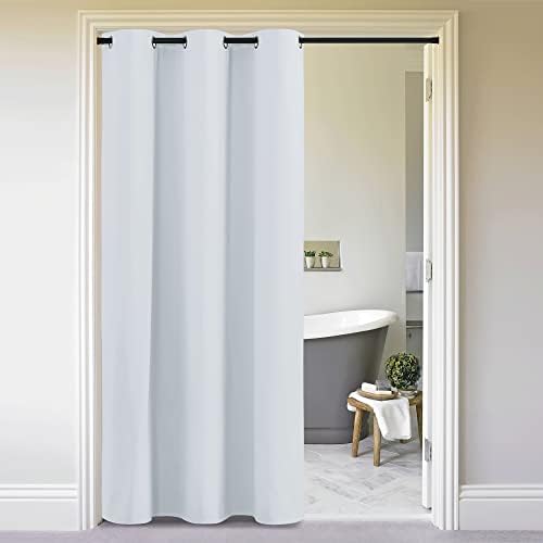 NICETOWN Curtains & Drapes for Door Tapestry, Sound Noise Canceling Room Darkening Replacement Makeshift Curtains for Bathroom Pantry Bedroom Closet (Cloud Grey, 1 Panel, 5ft Wide x 11ft Long) by NICETOWN