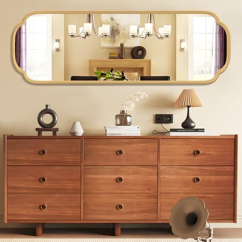 Ferytange 48"x16" Gold Door Mirror Full Length Over The Door with Non-Rusting Metal Frame, Modern Full Body Mirror Bedroom Closet Bathroom - Image 5