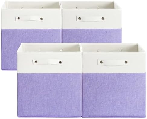 FinishingBo 13x13x13 Storage Cube Bins 4 Pack, Cube Shelf Baskets by SimplifySpaceSimplifyLife