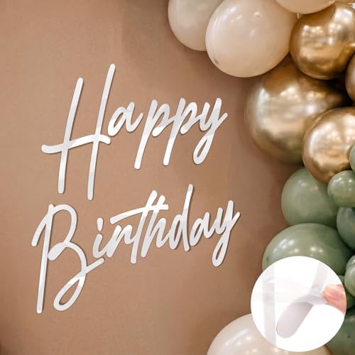 Yousoontic Happy Birthday Sign for Backdrop, 23 x 20 Inch, Classic, White by Yousoontic