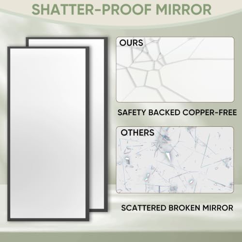 JUBEST 72x80 Mirrored Closet Door, 2-Panels Steel Frame Sliding Mirror Door Top & Bottom Track Kits, One Side Full-Sized Mirror with Safety Backing, Easy to Install, Black - Image 3