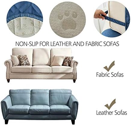 Ameritex Couch Sofa Slipcover 100% Waterproof Nonslip Quilted Furniture Protector Slipcover for Dogs, Children, Pets Sofa Slipcover Machine Washable (Blue, 68") - Image 7