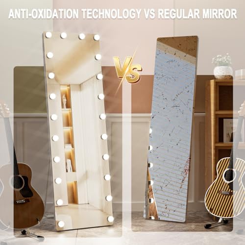 Kosmonia 64"x22" Hollywood Full Length Mirror with Light, 22 Dimmable Bulbs - Image 5