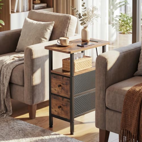 LOAKEKEL Narrow End Table with Charging Station, Side Tables Living Room - Image 2