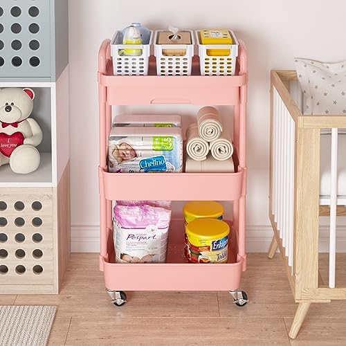 Calmootey 3-Tier Utility Cart with Drawer & Wheels, Storage for Home,Office - Image 3