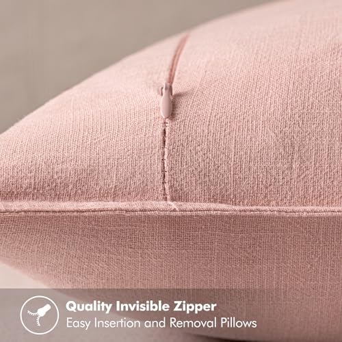MIULEE Decorative Linen Euro Sham Pillow Covers 24x24 Pink - Image 3