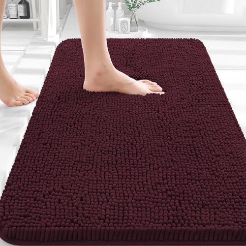 OLANLY Small Bathroom Rugs 30x18, Extra Soft Absorbent Chenille Bath Rugs by OLANLY
