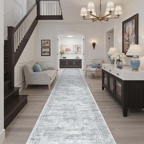 Soalmost Hallway Runner Rug 2'6" x 16' Washable Long Kitchen Rugs Grey - Image 2