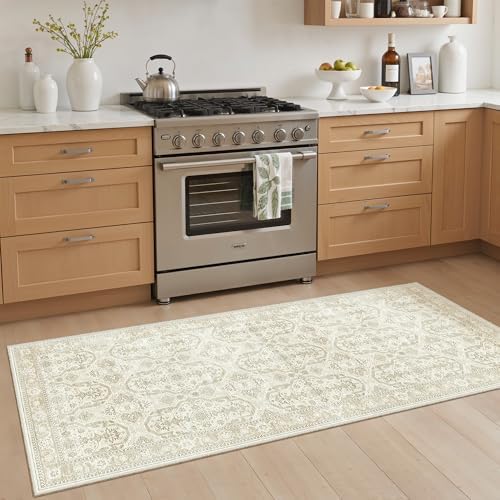 Soalmost Runner Rug 2x5 Washable Non-Slip Kitchen Entry Runners Beige/Brown - Image 2