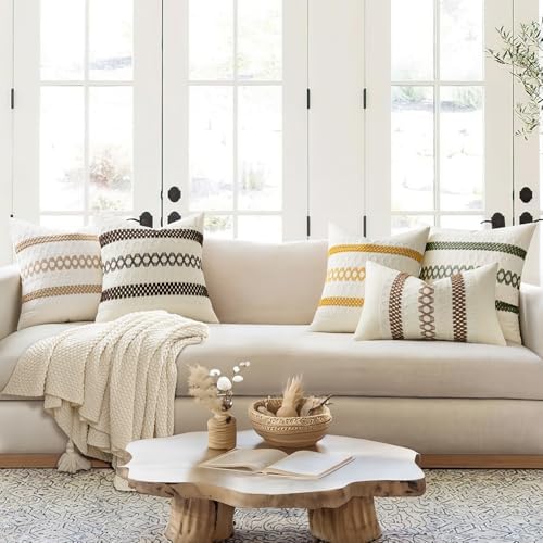 MIULEE Set of 2 Dark Brown Boho Decorative Pillow Covers 20x20 Inch - Image 2
