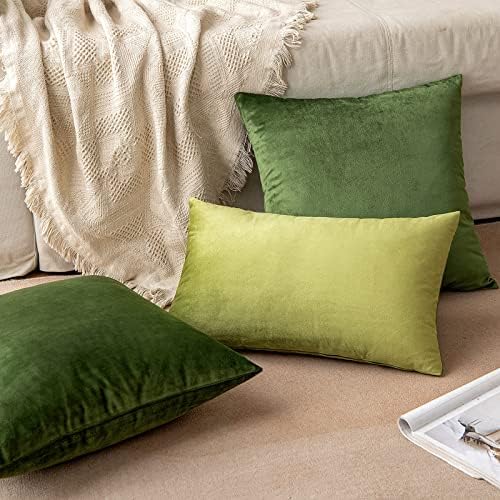 MIULEE 12x20 Inch Lumbar Velvet Throw Pillow Covers Moss Green - Image 4