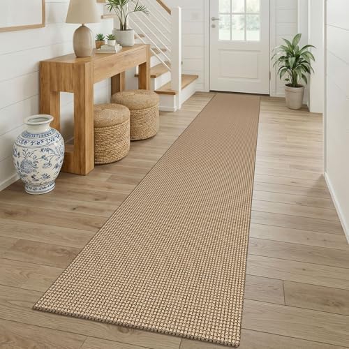 KOZYFLY Boho 2x12 Runners Rugs for Hallway, Long Washable Runner Rug, Woven Non Slip Kitchen Runner, Braided Entryway Rug, Floor Carpet for Entry, Aisle, Hall, Orange Beige/Tan/Brown by KOZYFLY