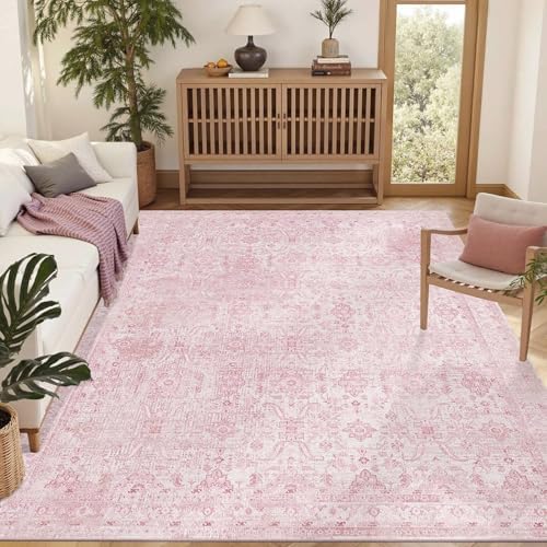 Rugxara 5x7 Pink Rug for Bedroom Nursery Room Girls Room,Washable Area Rugs - Image 3