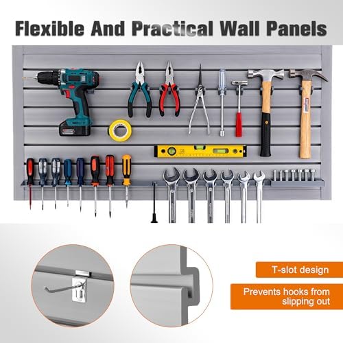 Slatwall Panel 4x2FT PVC Slat Wall Panels Garage Slat Wall Organizer Heavy Duty Slatwall Garage Storage Organization Tool for Garages, Sheds, and Homes - Image 5