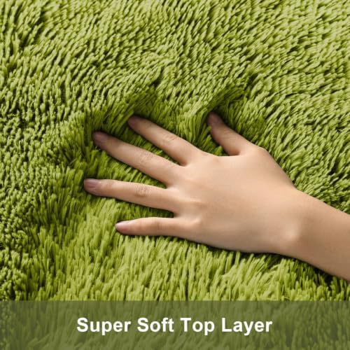 Ophanie Green Rugs for Living Room 5x8, Grass Shag Fluffy Large Fuzzy Plush Soft Carpets,Floor Shaggy Area Rugs for Bedroom, Carpet for Kids Boys Girls Dorm Nursery Decor with Over 99 pcs Pile fibers - Image 2