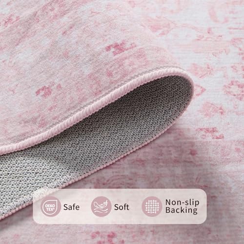 Rugxara 5x7 Pink Rug for Bedroom Nursery Room Girls Room,Washable Area Rugs - Image 5