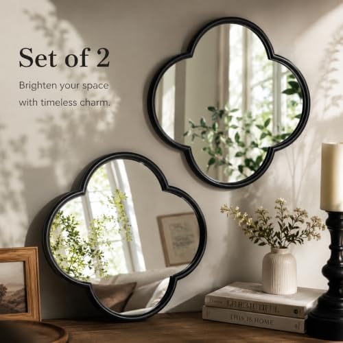 2 PCS Clover Mirror Wall Decor, Metal Framed Glass Mirror Tiles, Lucky Four Leaf Clover Design Decorative Mirrors for Home Office, Dorm, Hallway, DIY Wall Art Mirror Set - Image 4