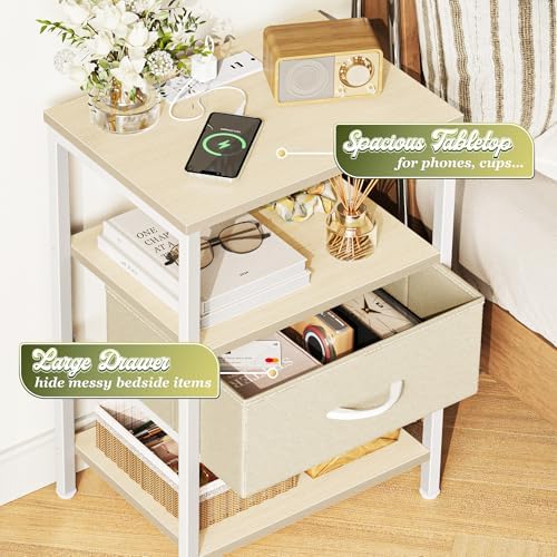 SUPERJARE Nightstand with Charging Station, USB-C Port, Bedside Table - Image 5