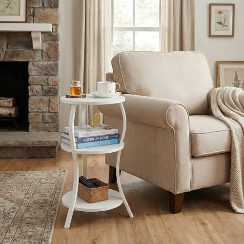 YEAKOO Small Round Side Table,3-Tier Slim Waist End Table for Small Spaces - Image 2