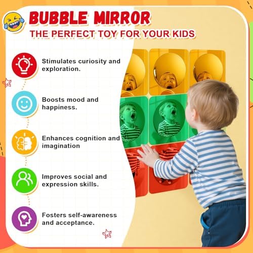 Geiserailie 9 Pcs Sensory Wall Bubble Mirrors, 6 x 6 Inch, CPC Certified - Image 4
