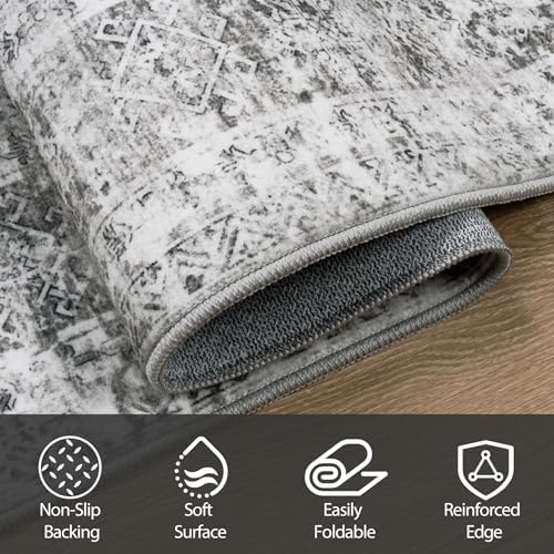 Aelenmu 5x7 Area Rugs for Living Room Washable Bedroom Dining Room Grey - Image 4