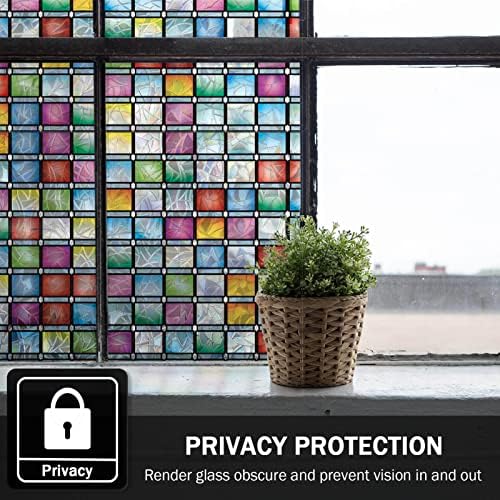 Stained Glass Window Film, Rainbow Tint, Privacy Film, Decorative Stickers for Home Anti UV 11.8 x 118 Inches - Image 4