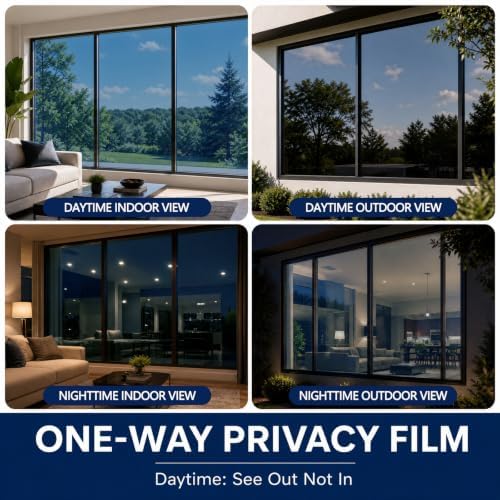 WPCTEV One Way Window Privacy Film, Mirror Tint, Blue,35.4In x 20Ft - Image 3