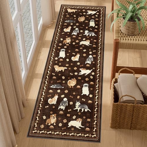DUKINO 2x6 Kitchen Runner Rug, Washable Soft Non Slip Dog Rug, Brown - Image 5