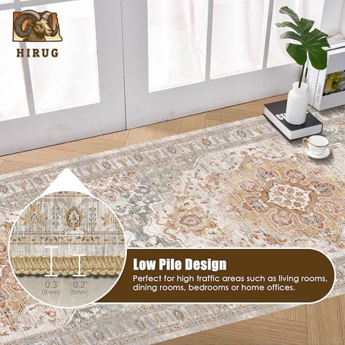 Washable Area Rug 2'6'' x 8' Vintage Traditional Persian Mat - Foldable Distressed Non-Slip Machine Washable Carpet for Living Room Bedroom Kitchen Home Decor - Dove Gray and Coral - Image 5