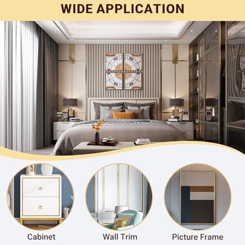 Trimold Glossy Gold Molding Trim Peel and Stick, Flexible Mirror Border Design, Wall Ceiling Floor Cabinet Tile Edge Moulding, 5m x 0.66cm - Image 5