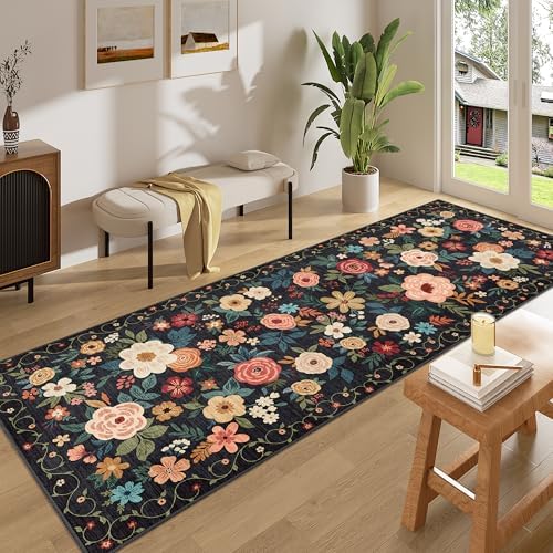 DUKINO 3x8 Kitchen Runner Rug, Washable Rug for Hallway Non Slip, Black - Image 3