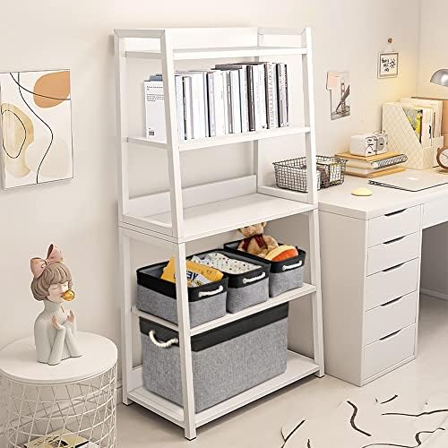 TheWarmHome Storage Basket for Organizing - 14x10x7 inch Medium 3 Pack Collapsible Storage Bin for Shelves with Rope, Fabric Storage Cubes for Organizer Cloth Gift Toy Closet (Black & Grey) - Image 4