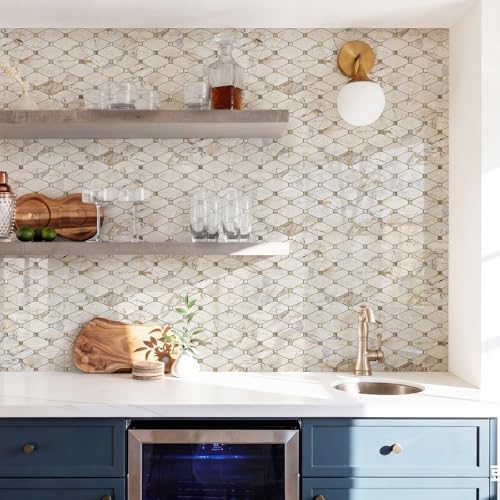 STICKGOO 1 Sheet Peel and Stick Backsplash, Glossy Pandora Marble - Image 4