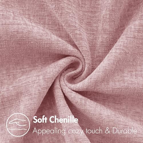MIULEE Soft Chenille Lumbar Throw Pillow Covers Blush Pink 12x20 Pack of 2 - Image 2