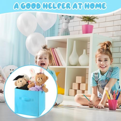 Yinder 12 Pcs Cube Storage Bin Blue 10.5''x10.5''x11'' Storage Cubes - Image 4