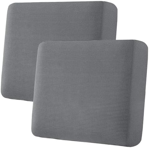 H.VERSAILTEX Super Stretch Individual Seat Sofa Covers Couch Cushion Covers Slipcover Sets Thick Jacquard Textured Twill Fabric (2 Piece Large, Grey) by HVERSAILTEX
