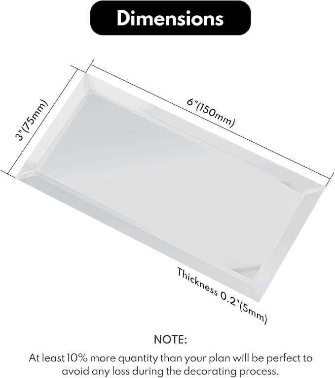 Lovdeco Mirror Subway Tile, Beveled Mirror Backsplash 3x6 Inch for Kitchen Bathroom Wall (40 Pcs, 5 SQ.FT.) - Image 2