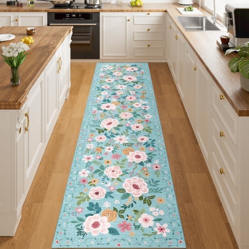DUKINO 2x8 Runner Rug, Washable Runner Rug for Kitchen Non Slip, Teal - Image 5