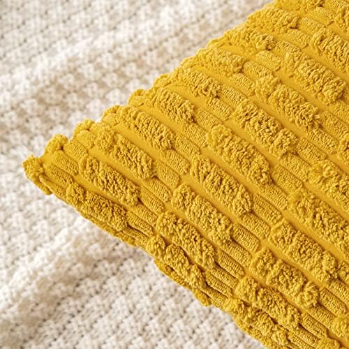 MIULEE Lumbar Corduroy Decorative Throw Pillow Covers 12x20 Mustard Yellow - Image 2