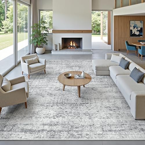 Soalmost 10x14 Area Rugs for Living Room Washable Rug Non-Slip Grey - Image 2