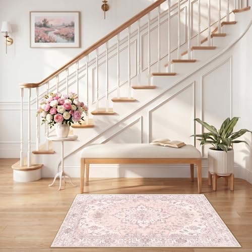 RELEANY Washable Area Rug, Small 2'6"x4', Pink - Image 2