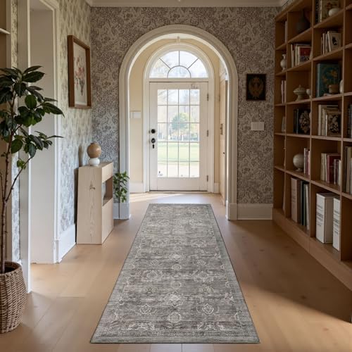 Rugxara 2x6 Washable Runner Rug for Hallway Kitchen Entryway, Taupe/Grey - Image 3