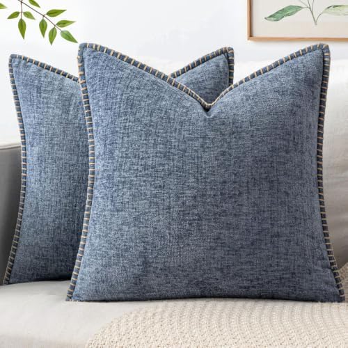 MIULEE Decorative Couch Throw Pillow Covers 18x18 in Dark Grey Blue 2 Pack by MIULEE