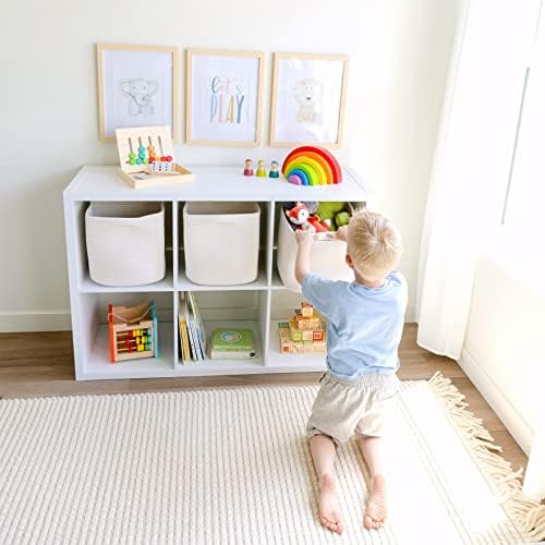 NaturalCozy Storage Cubes 11 Inch Cotton Rope Woven Baskets for Organizing, 3-Pack | Cube Storage Bin | Square Storage Baskets for Shelves Organizer, Classroom, Kids Toy Bins, Closet, Baby Nursery - Image 3