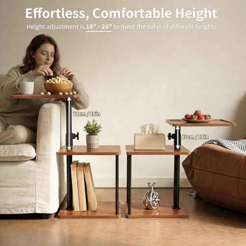 Rolling Side Table with Tray for Living Room, Adjustable Height Swivel End Table for Different Seating Types, Ideal for Couch, Sofa, Recliner and Living Room - Image 5